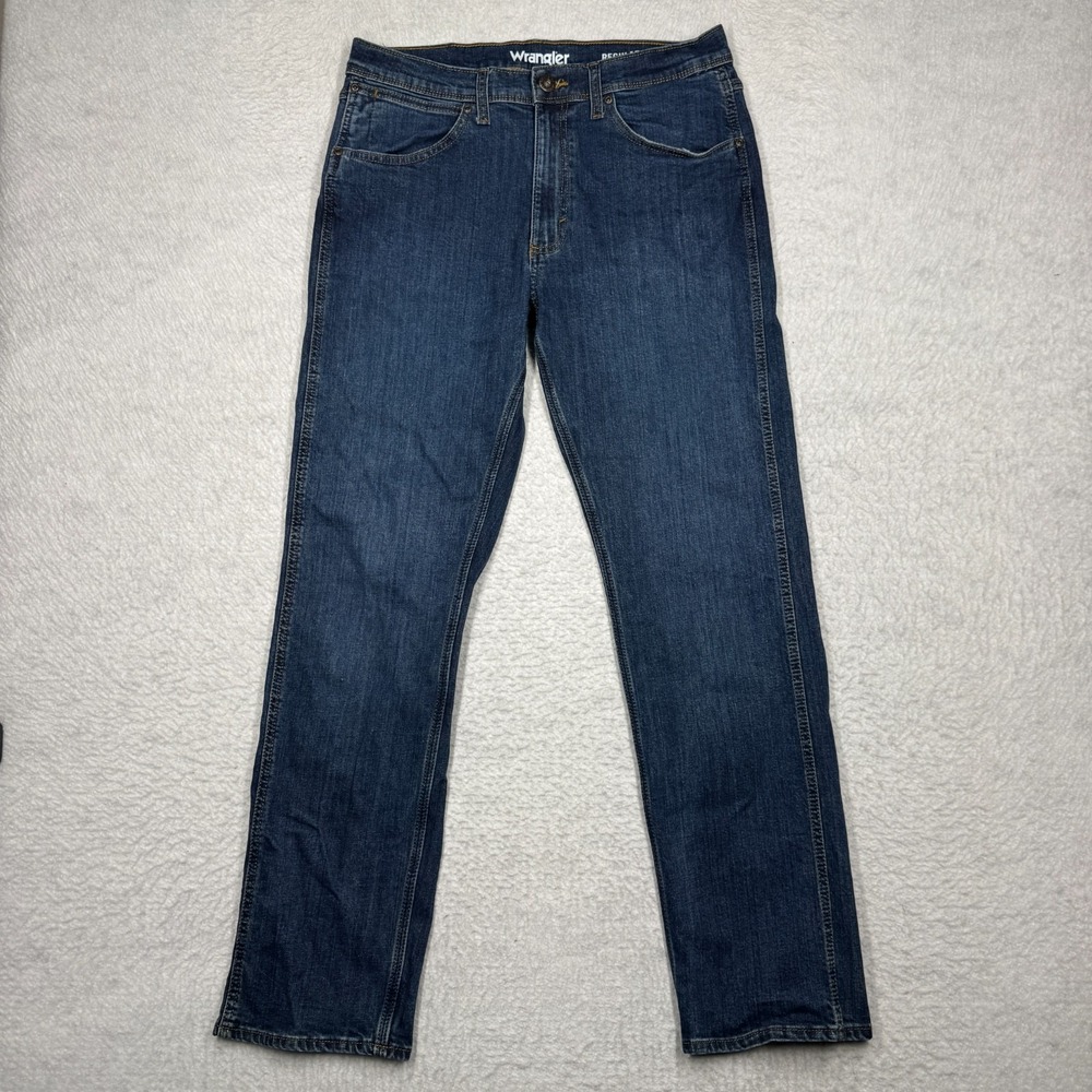 Wrangler Regular Fit Straight Leg Jeans Blue Denim Pants Men's‎ Size 32x32